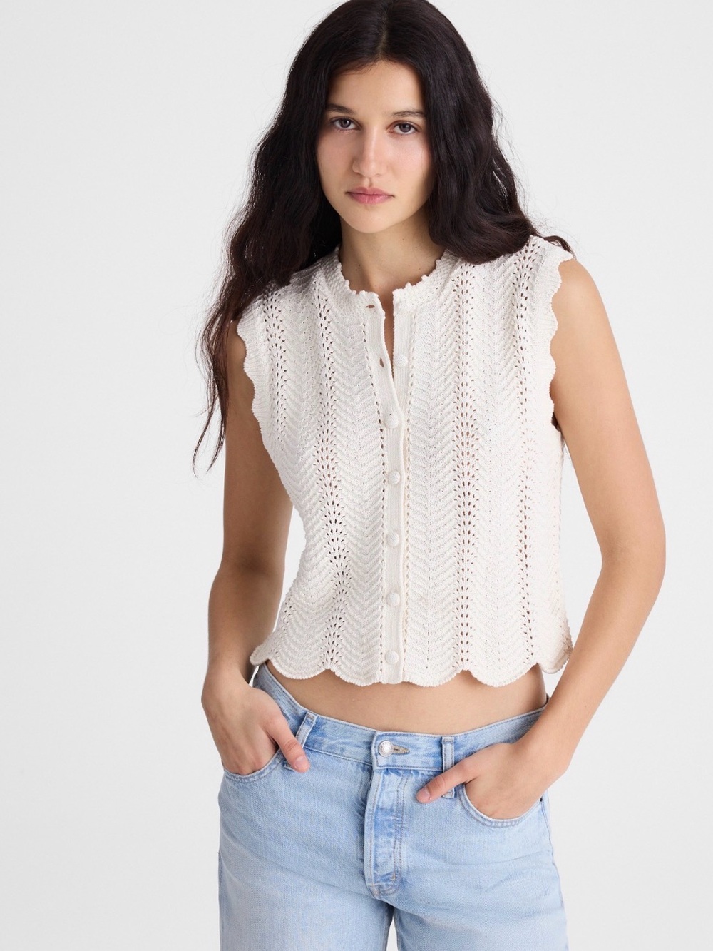 Madewell Wavy Knit Button-Up Shell